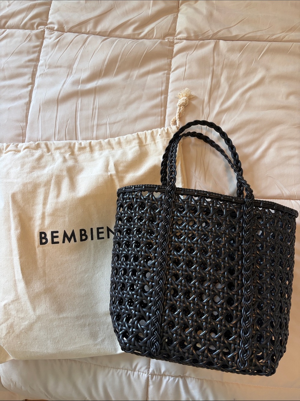 Bembien Black Woven Tote Bag